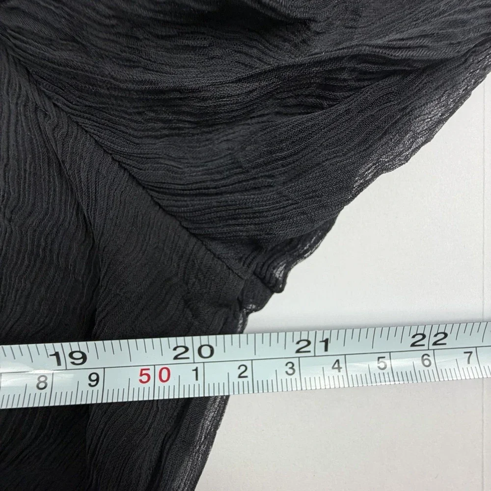 Free‎ People Sheer Boho XS Black Lace Button Front Peplum Top Grunge